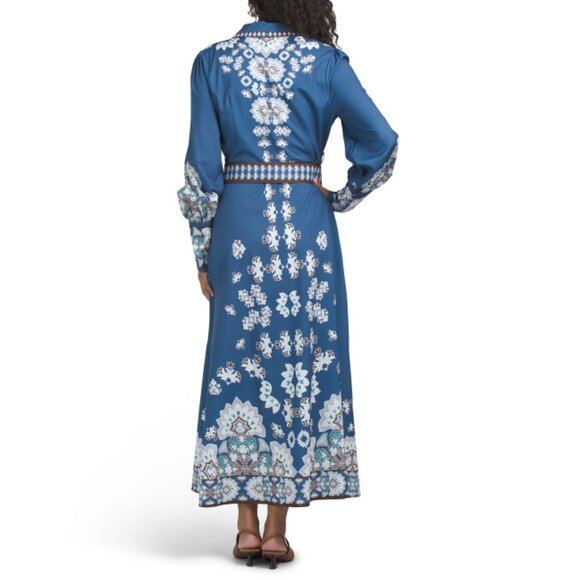 NANCY YANG Blue Printed Shirt Dress - Picture 2 of 2